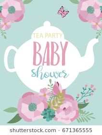 212x280 Invitation Card For Baby Shower Tea Party Vector Illustration