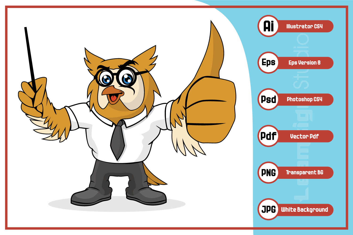 1500x1000 Owl Teacher Cartoon Character