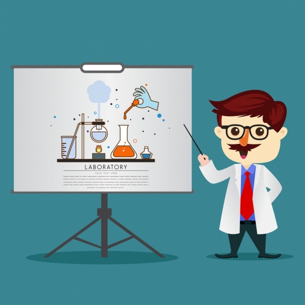 600x600 Teaching Theme Chemistry Subject Teacher Icon Cartoon Design Free