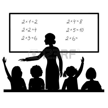 450x450 Stock Vector School Cards Silhouette School, Silhouette, Classroom