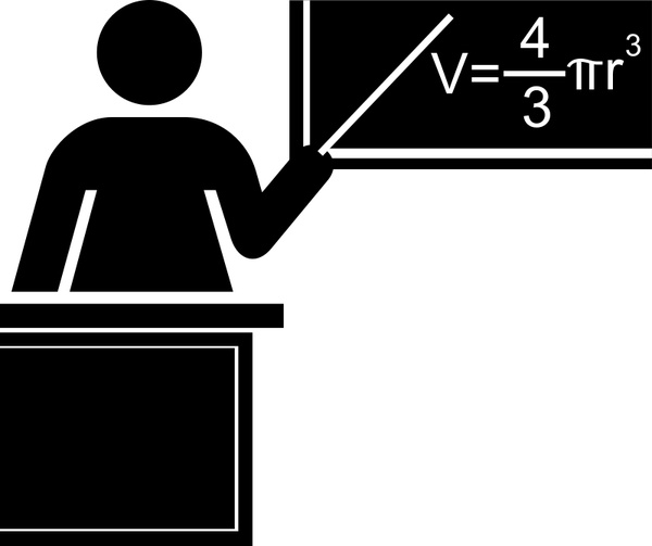 600x503 Teacher Silhouette Black And White With Desk And Blackboard Free