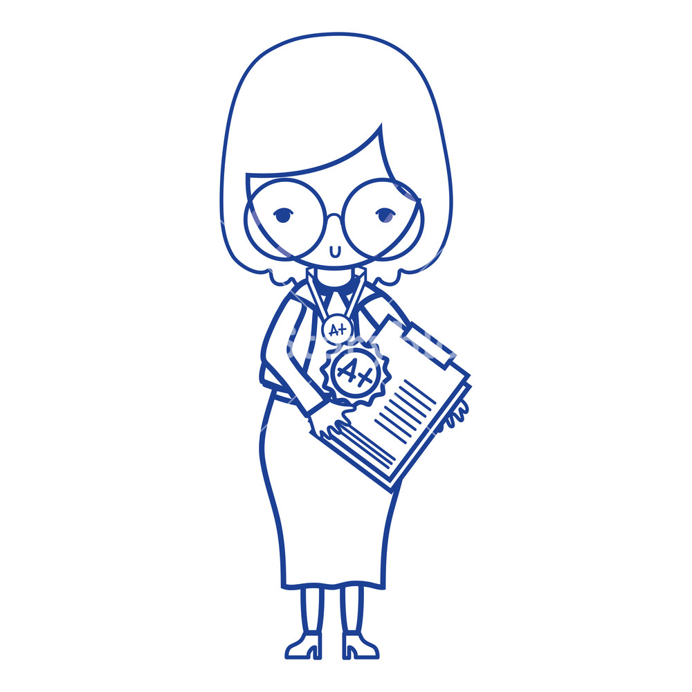 1000x1000 Silhouette Teacher With Glasses And Report Test Vector