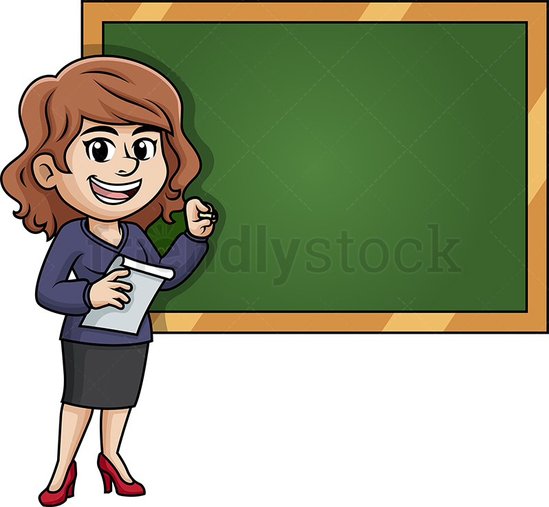 798x737 Female Writing Teacher Cartoon Clipart Vector