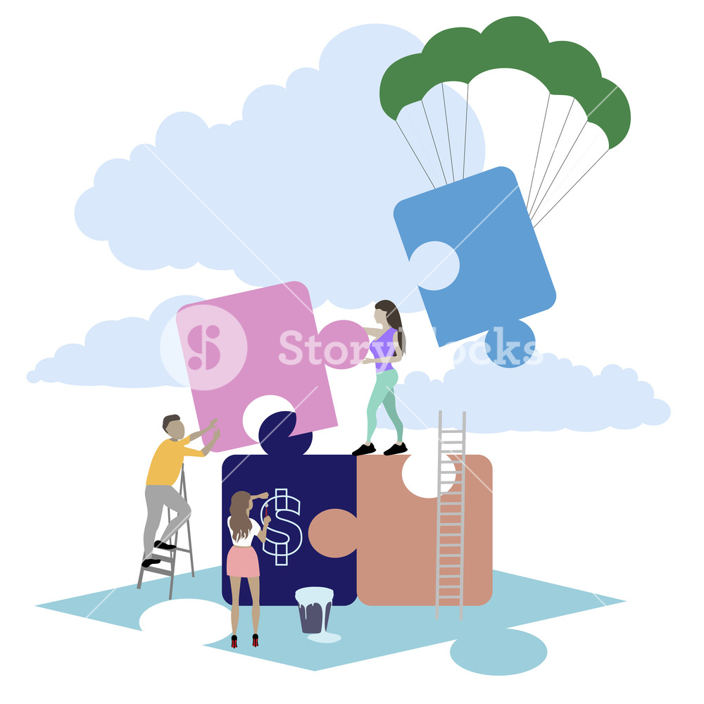 1000x1000 Team Building Puzzle Project Vector Connected Puzzle, Business