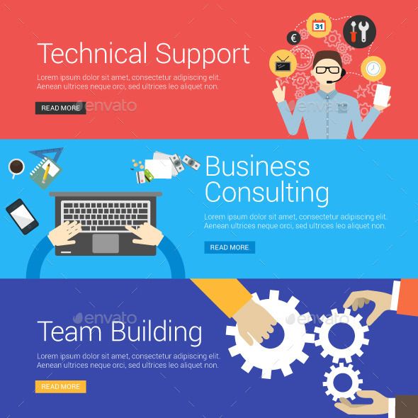 590x590 Flat Design Concept For Technical Support, Business Consulting
