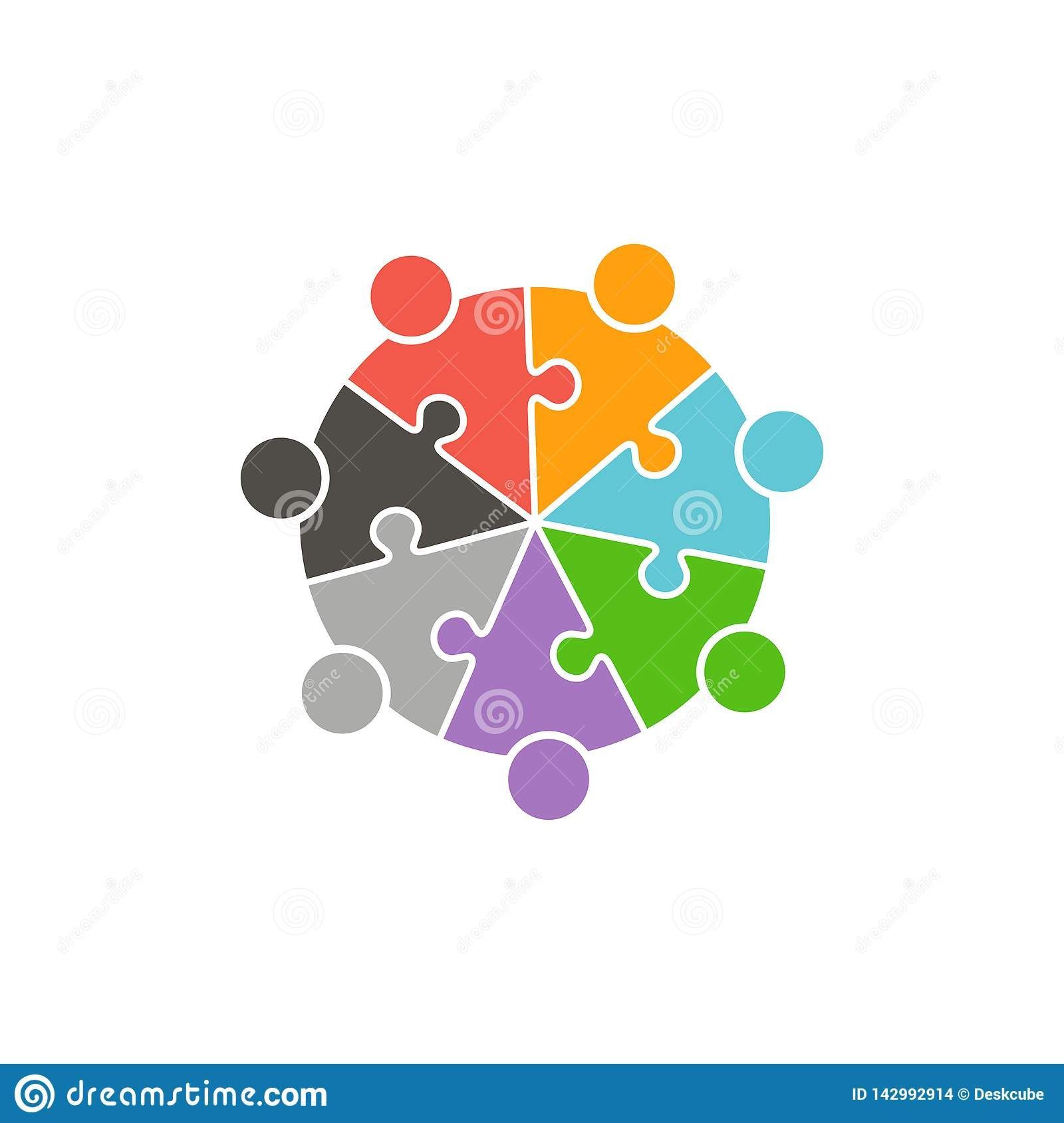 1600x1689 Teamwork People Circle In Puzzle Logo Stock Illustration