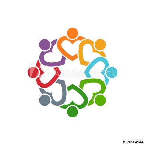 500x500 Group Of People Eight Friends Hearts Vector Graphic Design