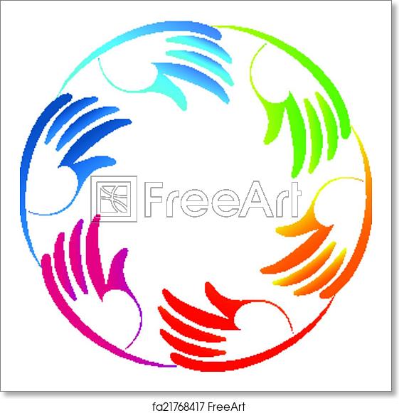 561x581 Free Art Print Of Stylized Hands Teamwork Logo Stylized Colorful