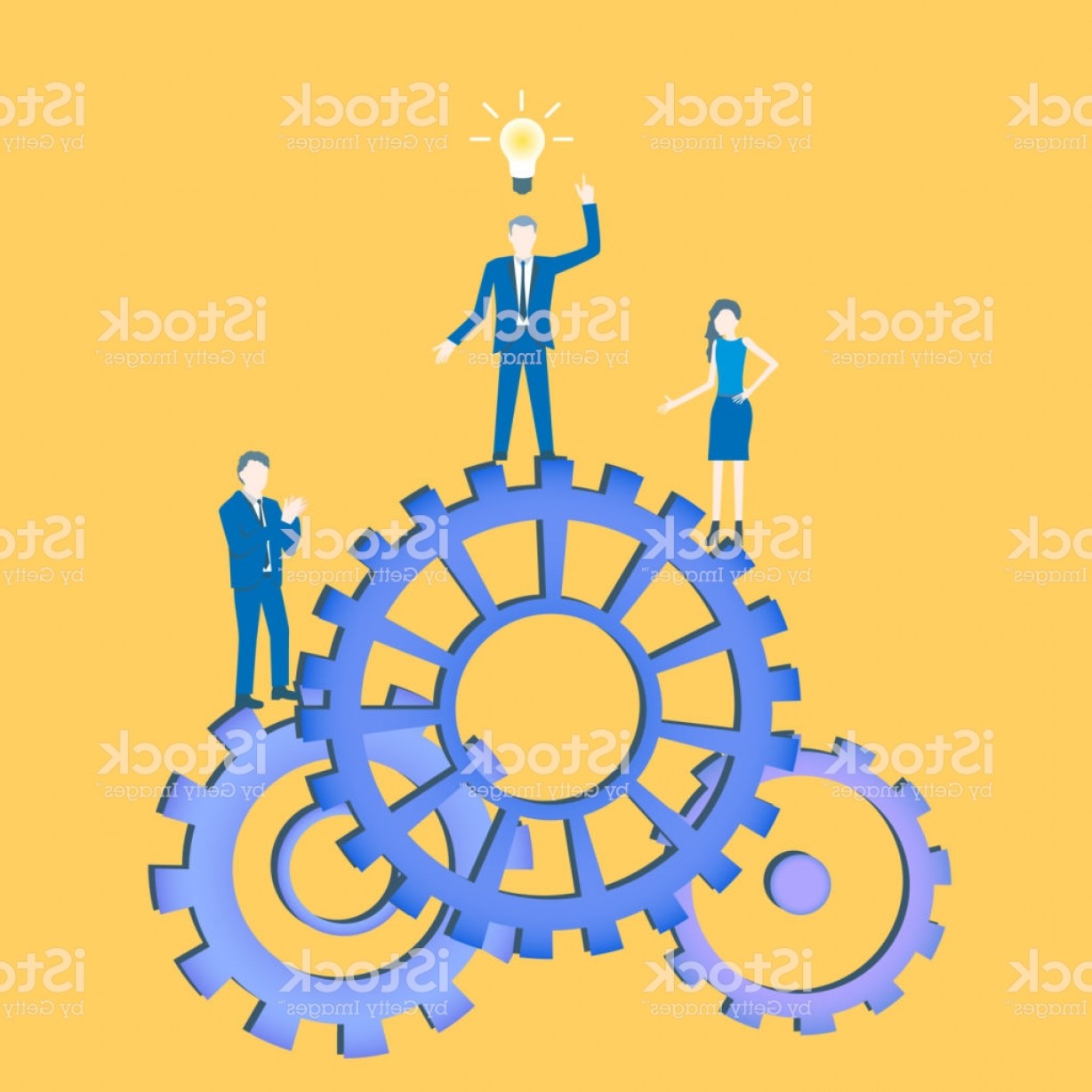 1228x1228 Business Flat Design Teamwork Vector With A Businessman Inventing