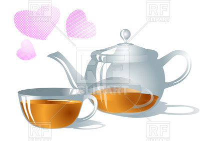 400x283 Cup Of Tea And Glass Teapot Vector Image Of Food And Beverages