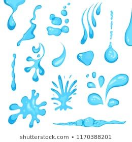 260x280 Blue Water Drop Or Splash Set Decor Element Include Of Droplet