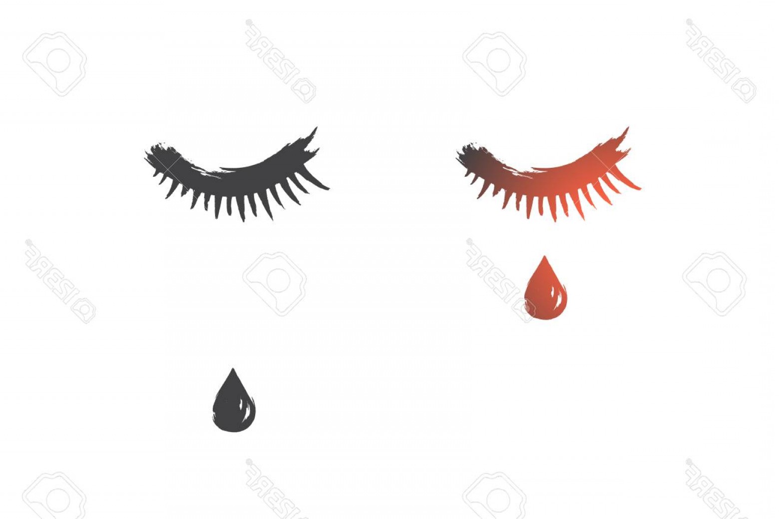 1560x1039 Photostock Vector Sadness Concept Hand Drawn Closed Eyes