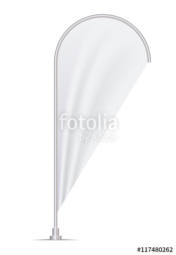 344x500 Realistic Flag Mockup Vector Teardrop Banner Stock Image