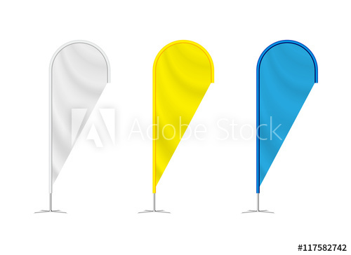 500x364 Vector Teardrop Banner White, Yellow And Blue Beach Flags