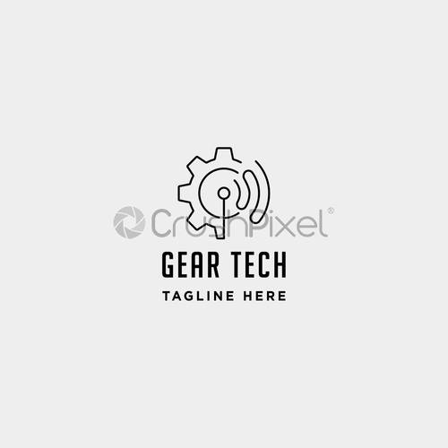 500x500 Gear Technology Logo Vector Engine Industry Icon Symbol Sign