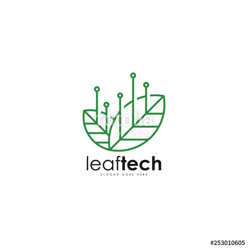 500x500 Leaf Tech Logo Vector Leaf And Technology Logo Template Stock
