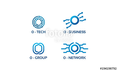 500x300 O Initial Tech Logo Vector Set, Cool O Initial Wire Logo Template