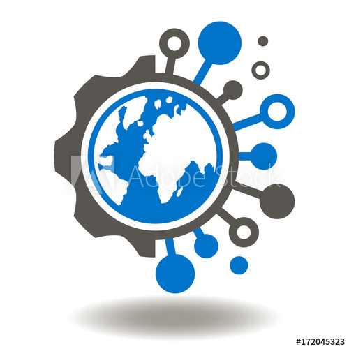 500x500 Tech World Icon Vector Globe Earth Network Connection Circuit