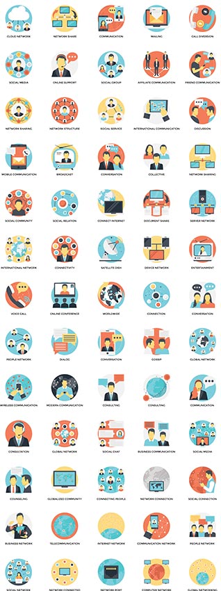 318x850 Technology And Social Media Flat Vector Icons