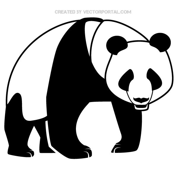 600x575 Panda Bear Silhouette Vector Art