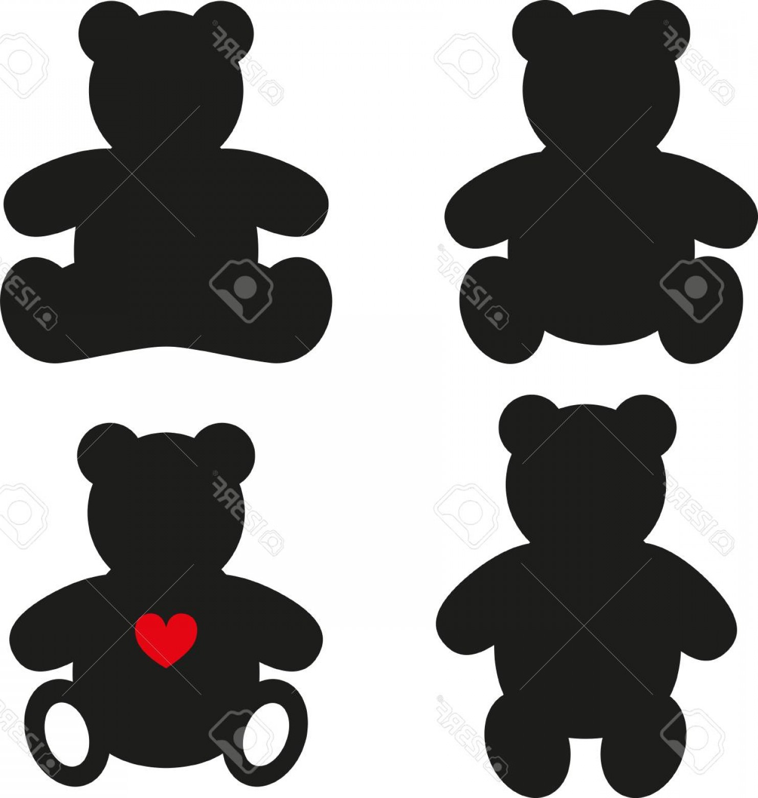 1482x1560 Photostock Vector Simple Silhouettes Of Teddy Bear Vector