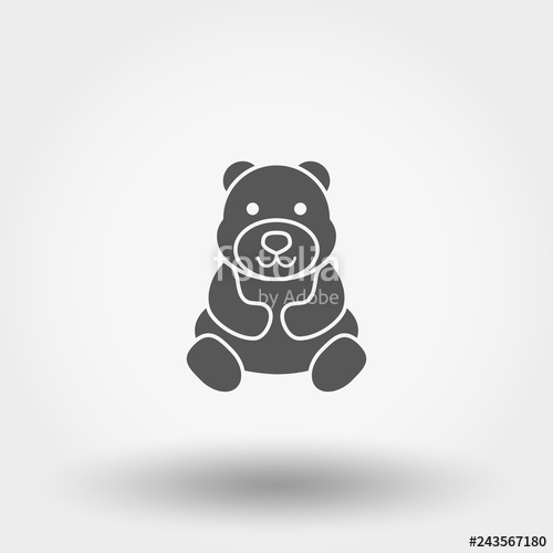 500x500 Teddy Bear Toy Icon Vector Silhouette Flat Stock Image
