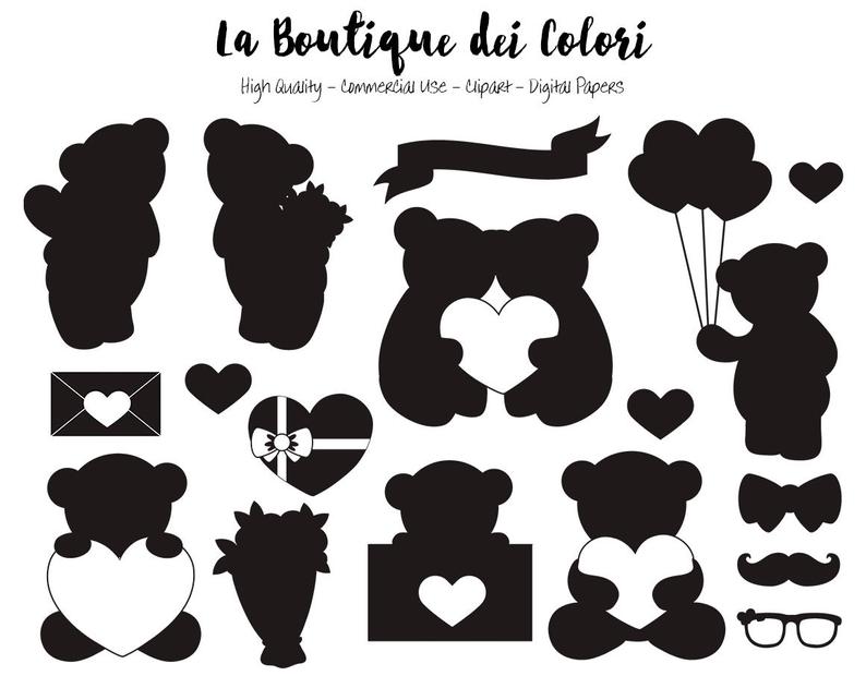 794x631 Valentine's Day Teddy Bear Silhouette Clipart Cute Etsy