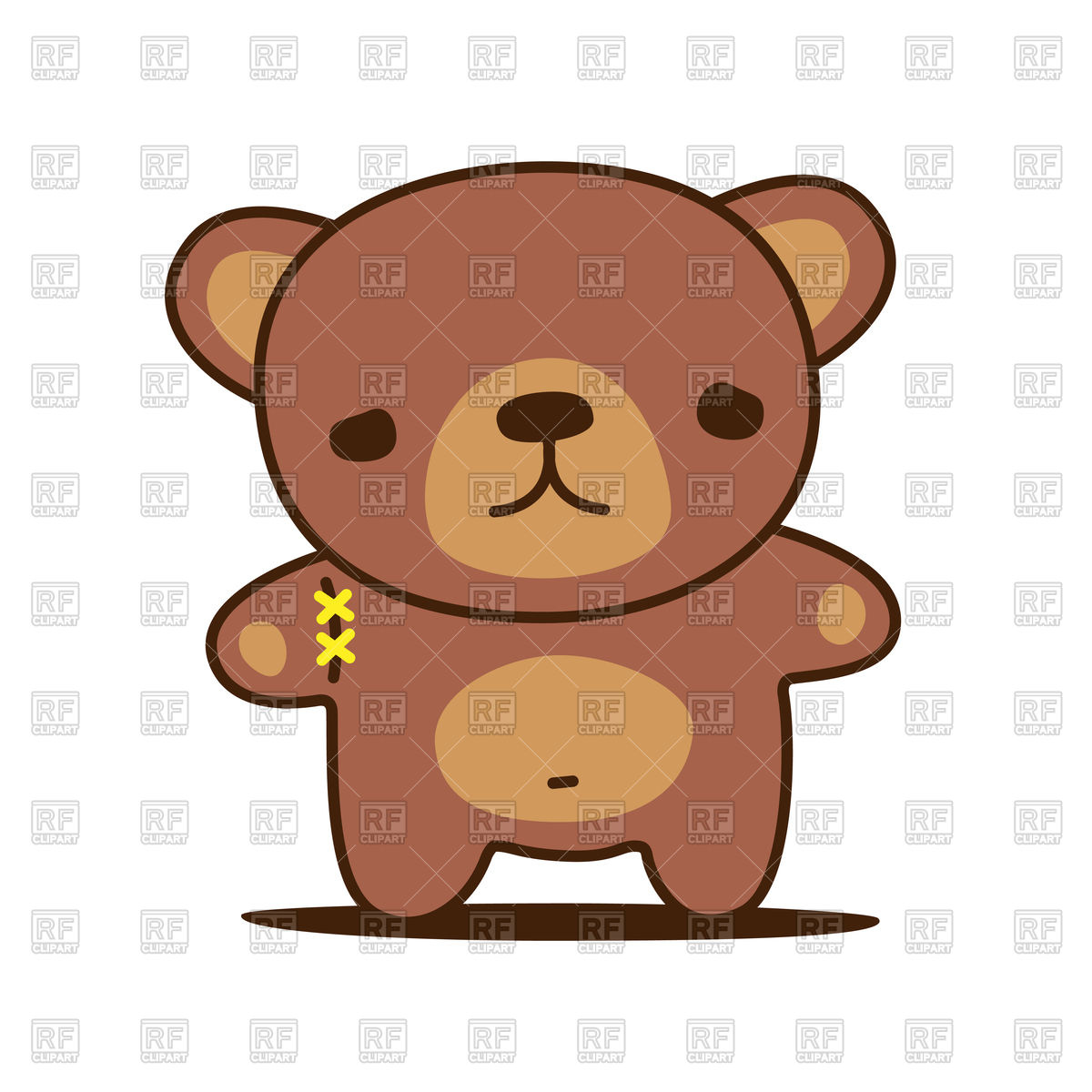 1200x1200 Sad Kawaii Teddy Bear With Sewn Paw Vector Image Of Plants