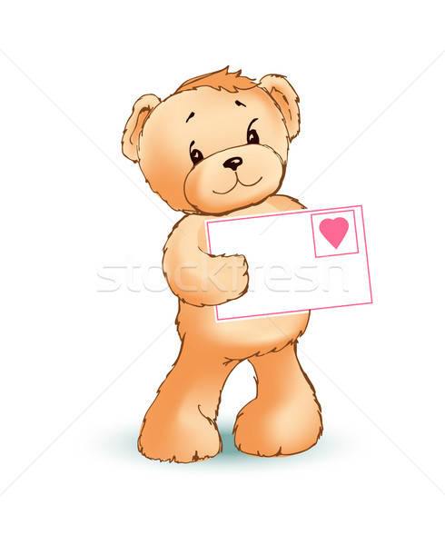 490x600 Teddy Bear And Love Letter Vector Illustration Vector Illustration