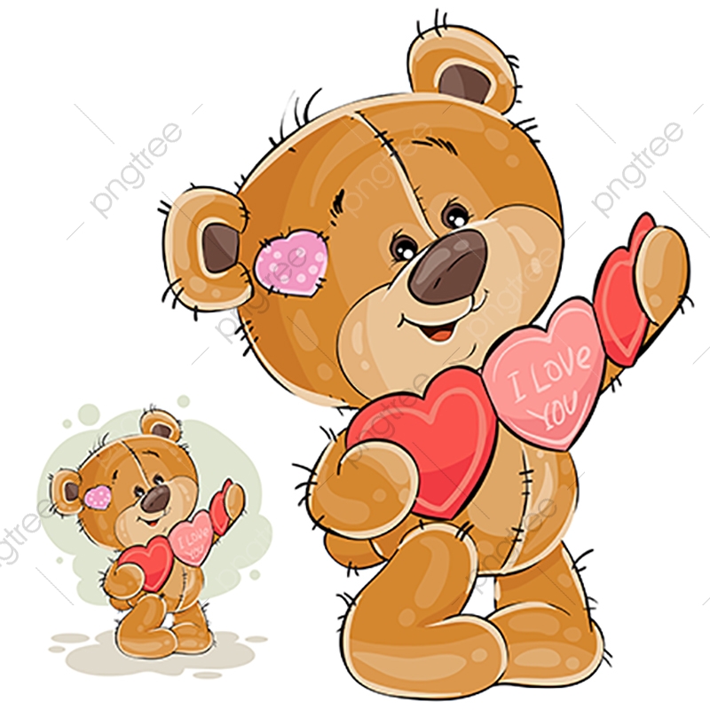 800x800 Vector Illustration Of A Brown Teddy Bear Holding A Garland Of R
