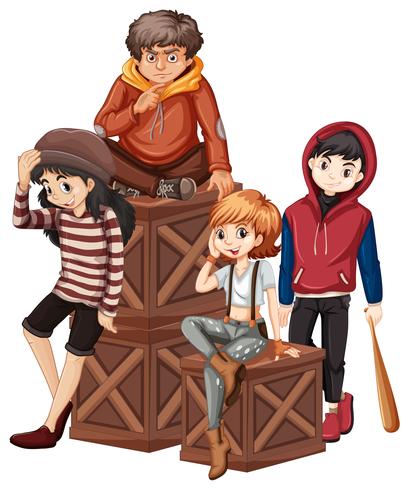 409x490 Group Of Problem Teenager Vector