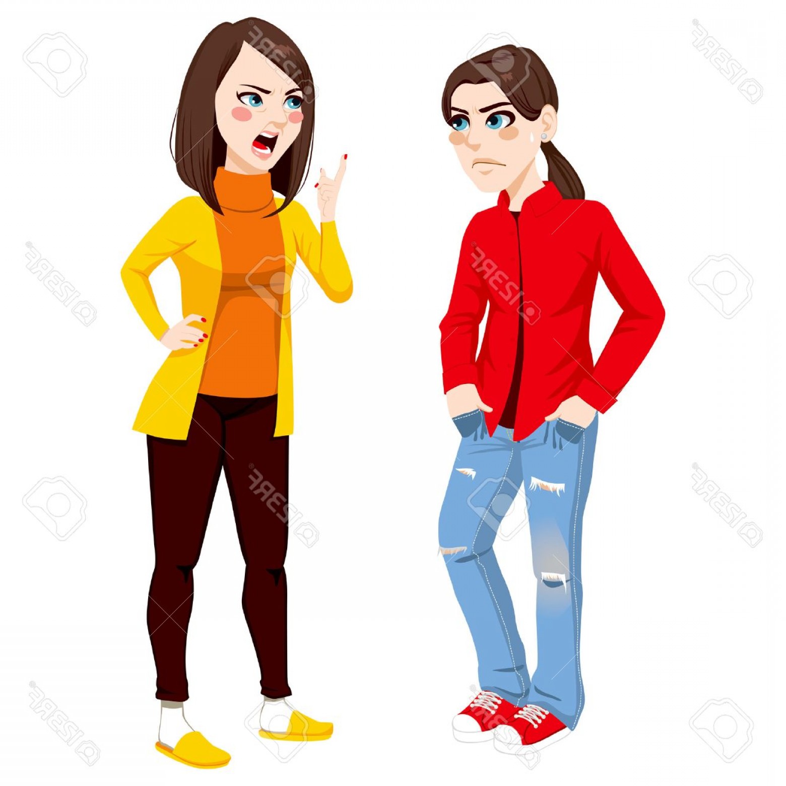1560x1560 Photostock Vector Angry Mother Having A Quarrel Arguing With Rebel