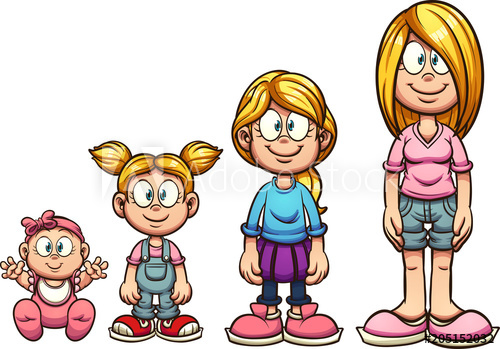 500x349 Cartoon Girl Growing Up From Baby To Teenager Vector Clip Art