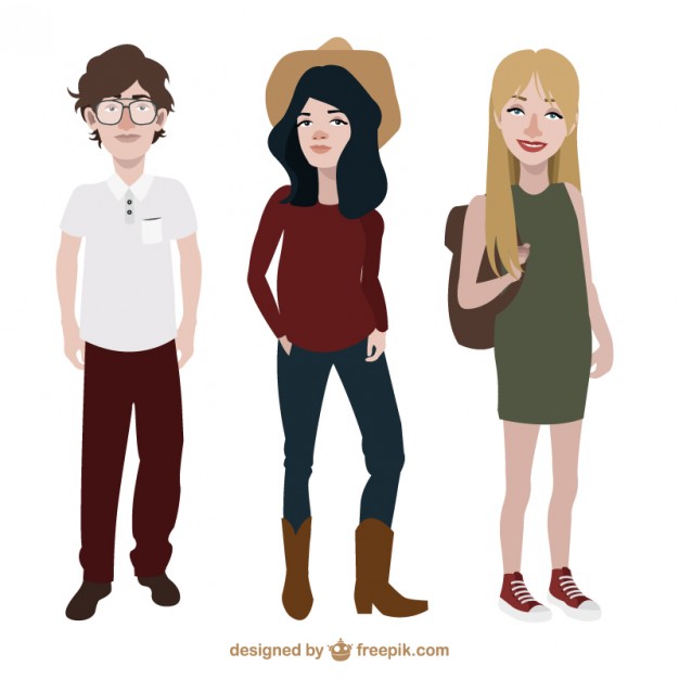 626x626 Teenagers With Different Clothes Style Vector Free Download