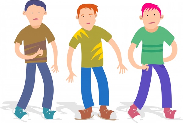 600x402 Three Teenage Boys Realistic Vector Illustration With Colors Free