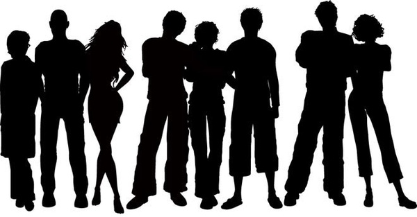 600x313 Free Vector Silhouette Teenager Crowds Vector Silhouettes Free