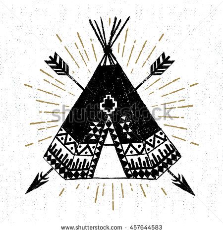 450x470 Hand Drawn Tribal Icon With A Textured Teepee Vector Illustration
