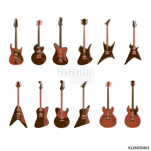 500x500 Electric Guitars Set On White Background All Kinds Of Guitars