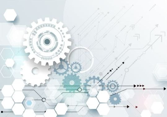 539x379 Digital Telecom Technology With Gearwheel Background Vector