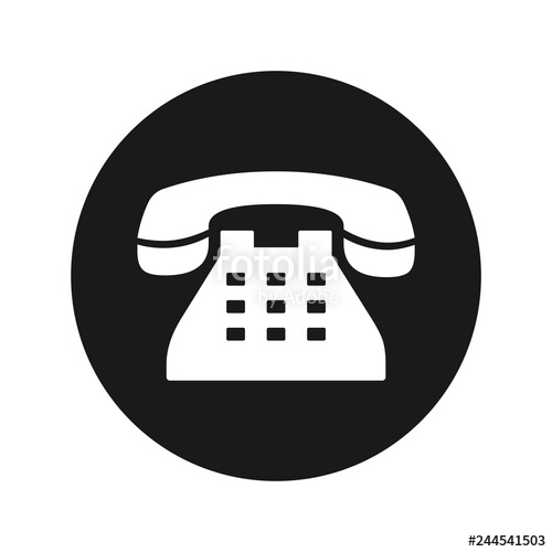 500x500 Telephone Icon Flat Black Round Button Vector Illustration Stock