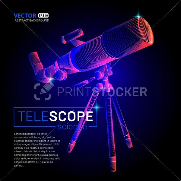 Vector Standing Telescope With Abstract Geometry Lines 600x600 Vector Standing Telescope With Abstract Geometry Lines