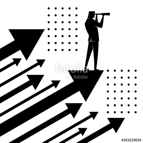 Businessman Standing On Arrow Looking 500x500 Businessman Standing On Arrow Looking