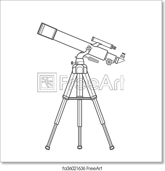 Free Art Print Of Vector Outline Refracting Telescope Illustration 561x581 Free Art Print Of Vector Outline Refracting Telescope Illustration