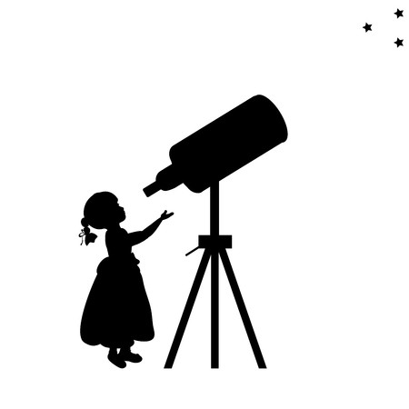 450x450 Silhouette Girl Looks Into Space Telescope Vector Illustration