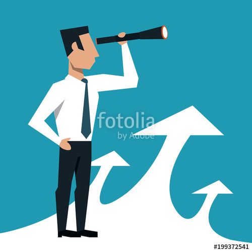 500x500 Businessman Looking From Telescope Vector Illustration Graphic