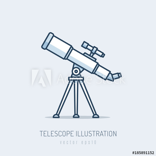 500x500 Telescope Vector Icon Illustration In Monoline Style