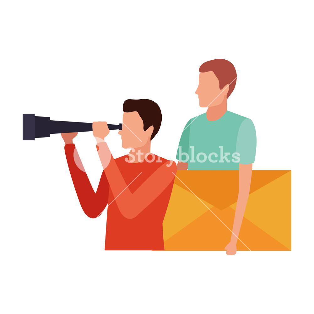1000x1000 Business People And Element Envelope Telescope Vector Illustration
