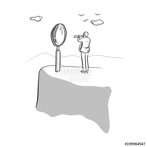 500x500 Businessman Using Magnifying Glass And Telescope Vector