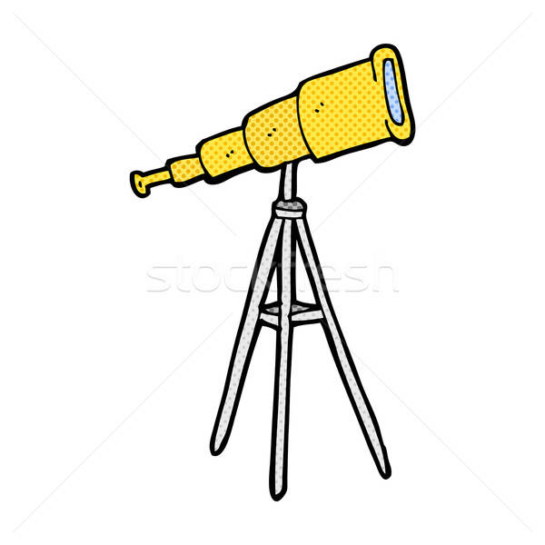 600x600 Comic Cartoon Telescope Vector Illustration Lineartestpilot