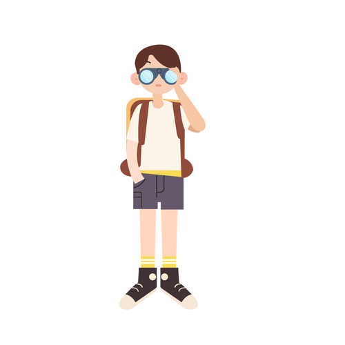 500x500 Cartoon Little Boy Holding Telescope Vector Free Download